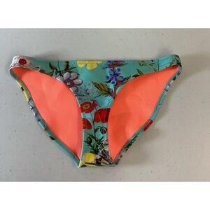 Triangl Bikini Bottom Sz L  Neoprene Floral Tropical Turquoise Swimwear Beach